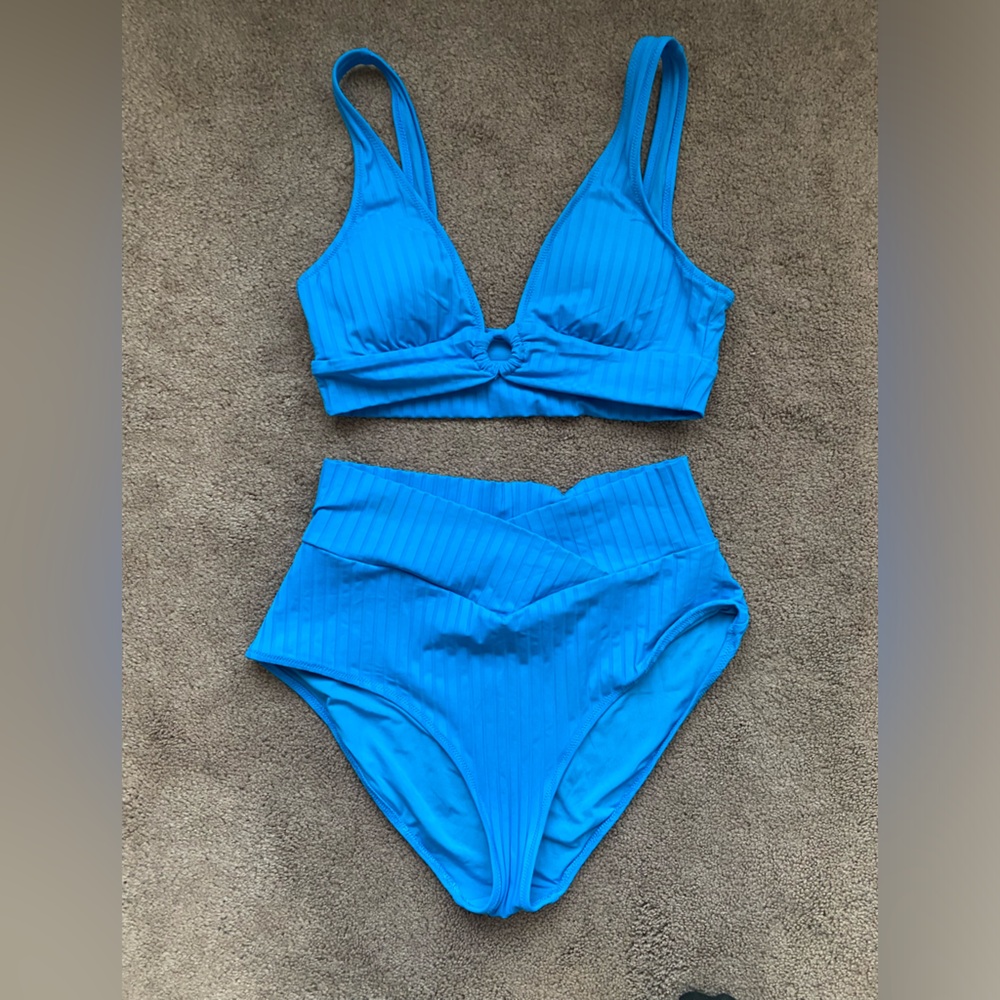 Aerie Blue Ribbed Bikini Set